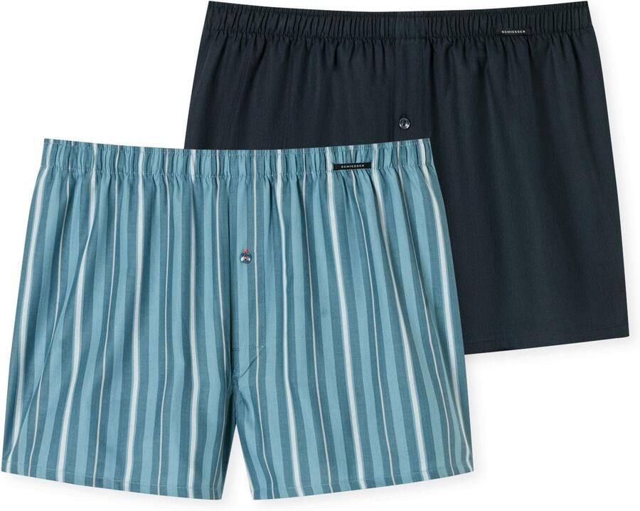 Schiesser Geweven boxershort Boxershorts Multipacks met functionele knoopsluiting en zichtbare knop (2 stuks Set van 2) - Foto 5