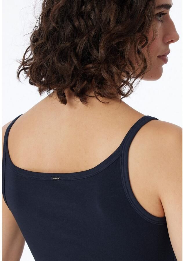 Schiesser Hemd Natuurlijke schoonheid Parelmoeren knoopsluiting smalle bandjes zacht heupbedekkend