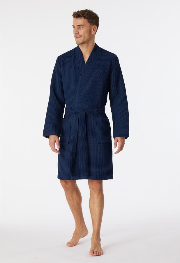 Schiesser Herenbadjas Essentials met strikkoord kimono-snit - Foto 5