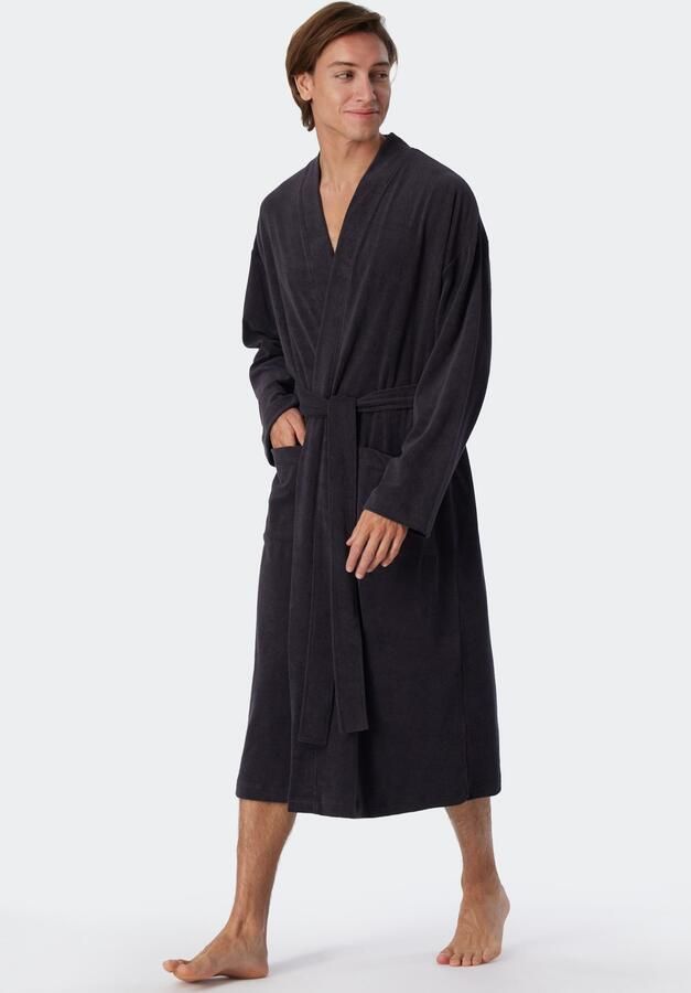 Schiesser Herenbadjas Feather Terry Strikceintuur steekzakken - Foto 5