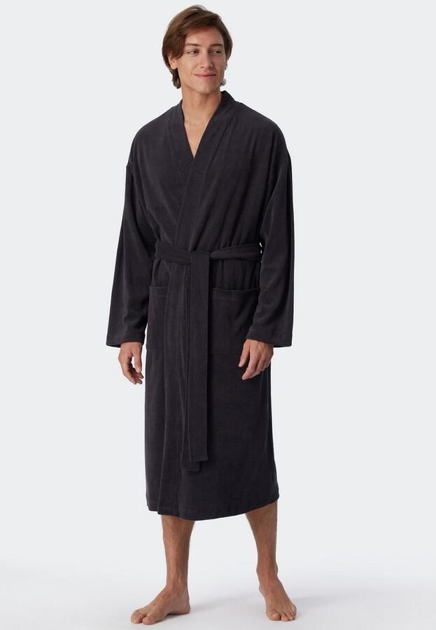 Schiesser Herenbadjas Feather Terry Strikceintuur steekzakken