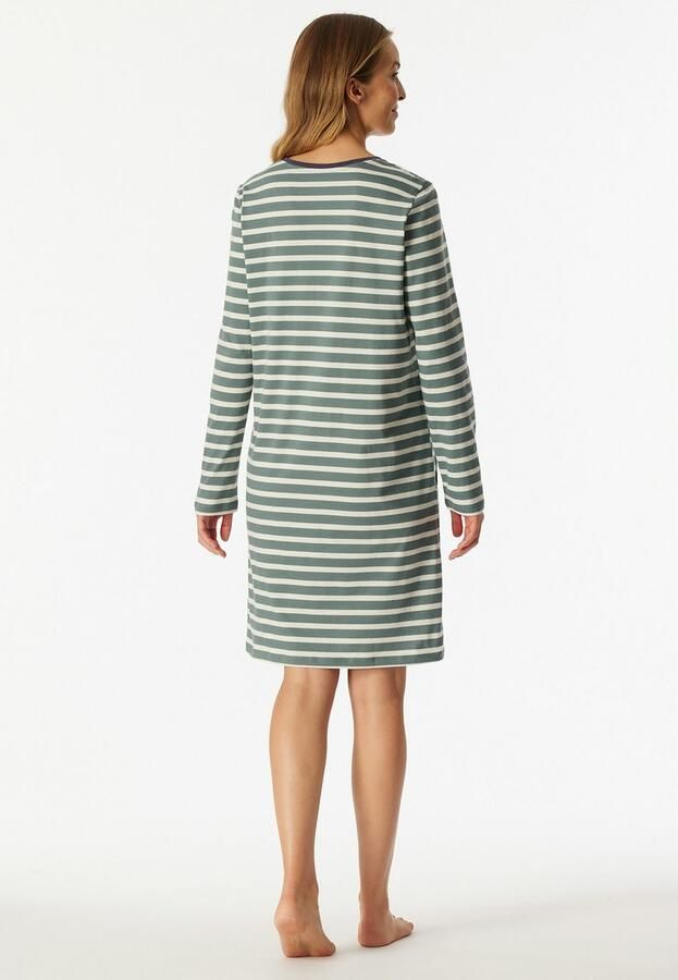 Schiesser Nachthemd Casual Essentials met lange mouwen zijzakken katoen ronde hals - Foto 4