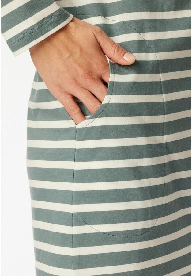 Schiesser Nachthemd Casual Essentials met lange mouwen zijzakken katoen ronde hals - Foto 2