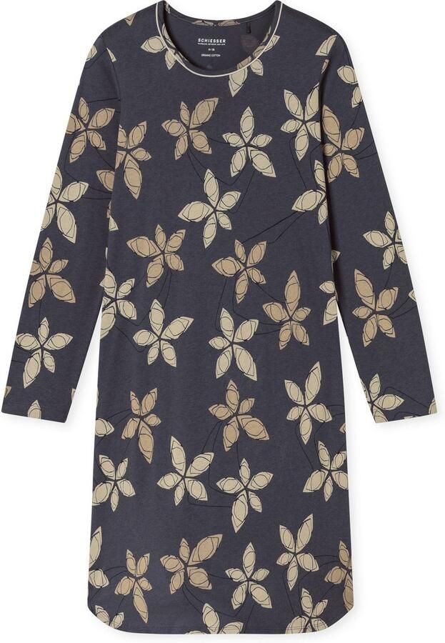 Schiesser Nachthemd Comfort Nightwear bloemmotief lange mouwen single-jersey ronde hals - Foto 7