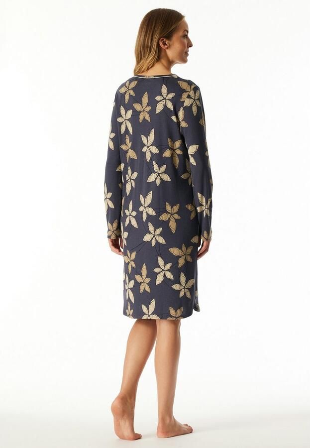 Schiesser Nachthemd Comfort Nightwear bloemmotief lange mouwen single-jersey ronde hals - Foto 4