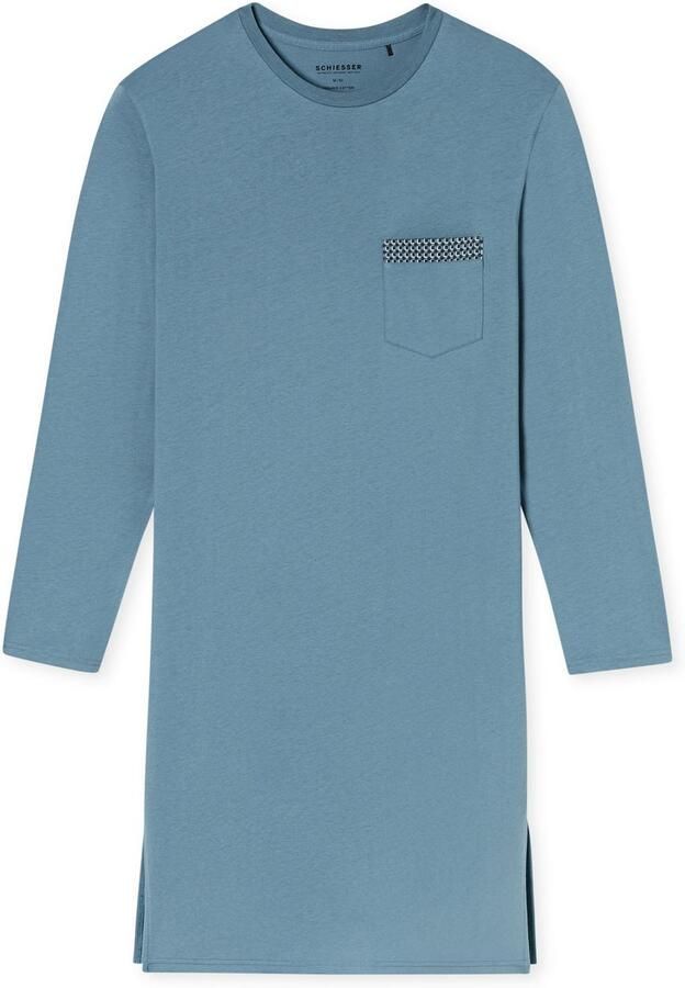 Schiesser Nachthemd Comfort Nightwear zijdelingse splitjes zacht lange mouw single jersey katoen - Foto 6