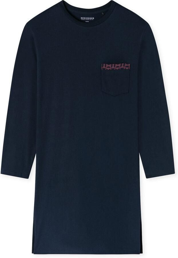 Schiesser Nachthemd Comfort Nightwear zijdelingse splitjes zacht lange mouw single jersey katoen - Foto 6
