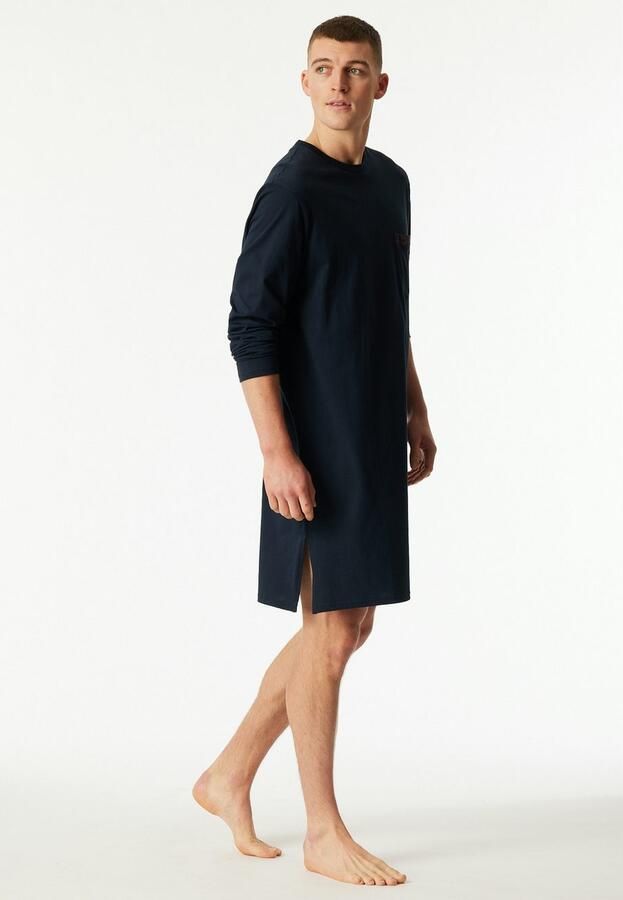 Schiesser Nachthemd Comfort Nightwear zijdelingse splitjes zacht lange mouw single jersey katoen - Foto 4