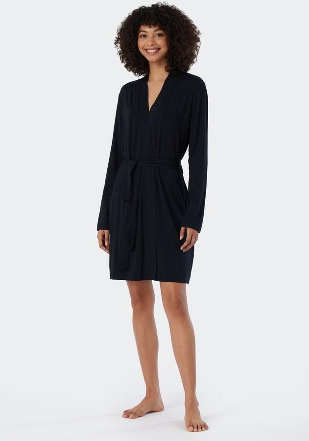 Schiesser Ochtendjas Essentials met kimono-snit met subtiele glans - Foto 5