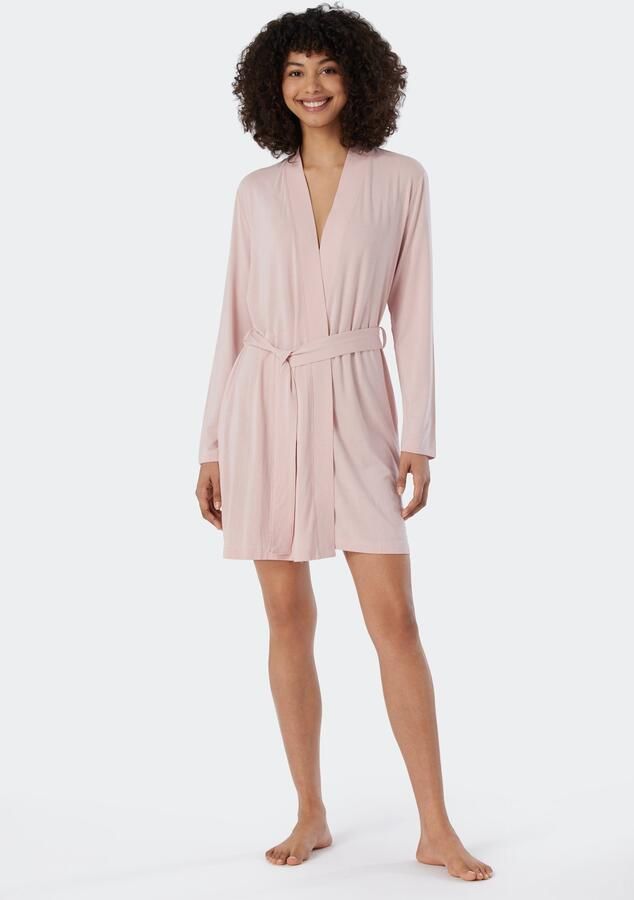 Schiesser Ochtendjas Essentials met kimono-snit met subtiele glans - Foto 5