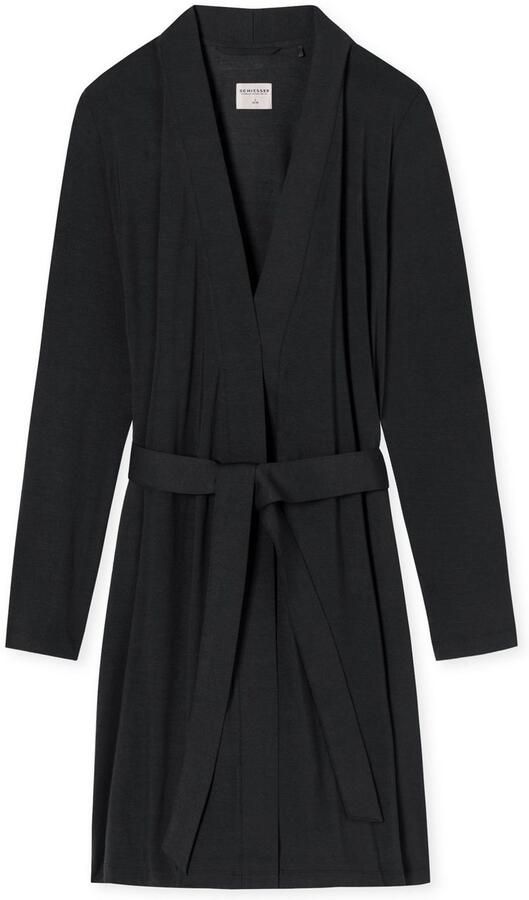 Schiesser Ochtendjas Essentials met kimono-snit met subtiele glans - Foto 3