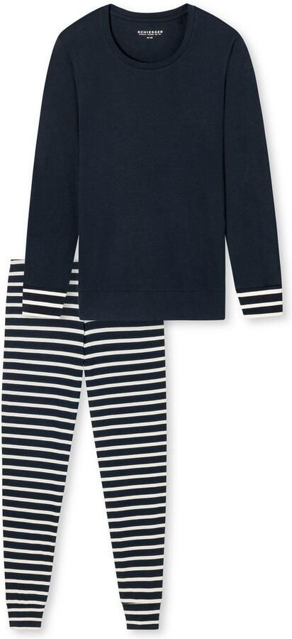 Schiesser Pyjama Casual Essentials Katoen ronde hals lange mouwen (2-delig) - Foto 5