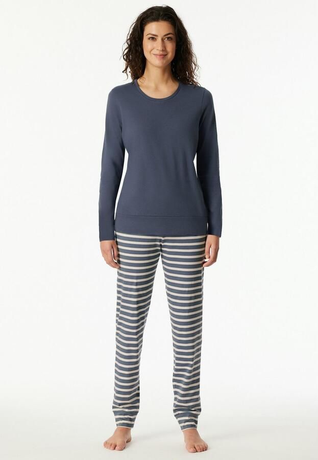 Schiesser Pyjama Casual Essentials Katoen ronde hals lange mouwen (2-delig) - Foto 2