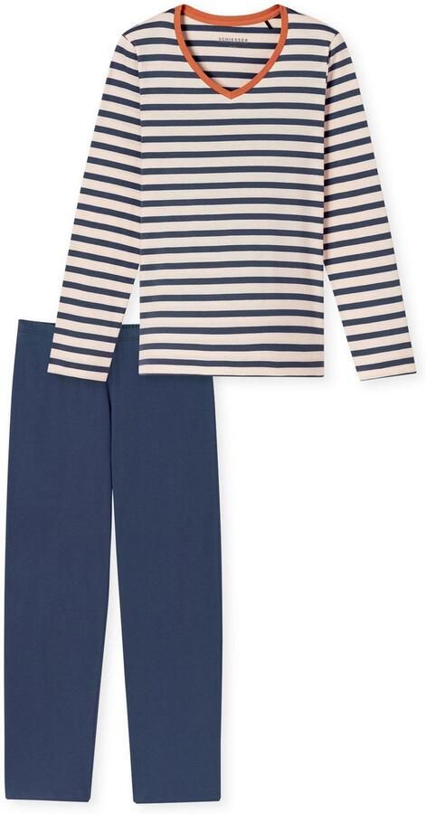 Schiesser Pyjama Casual Essentials Katoen V-hals lange mouwen (2-delig) - Foto 5