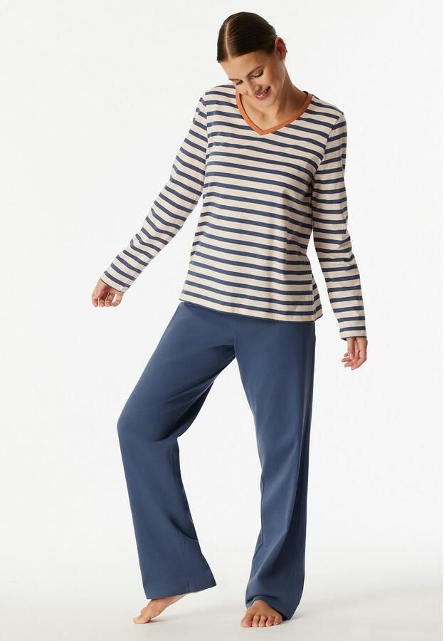 Schiesser Pyjama Casual Essentials Katoen V-hals lange mouwen (2-delig) - Foto 2