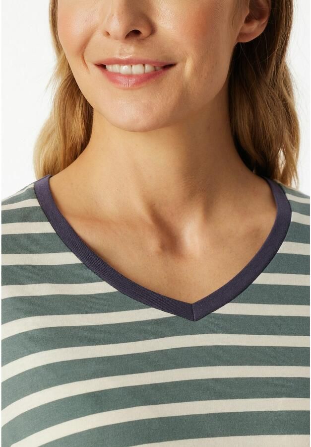 Schiesser Pyjama Casual Essentials Katoen V-hals lange mouwen (2-delig)