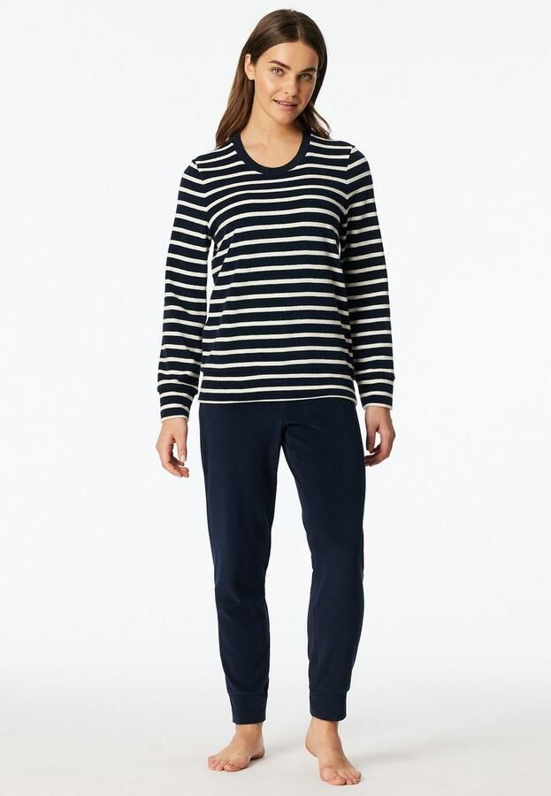 Schiesser Pyjama Casual Essentials verwar de badstof-kwaliteit ronde halslijn lange mouwen (2-delig) - Foto 4
