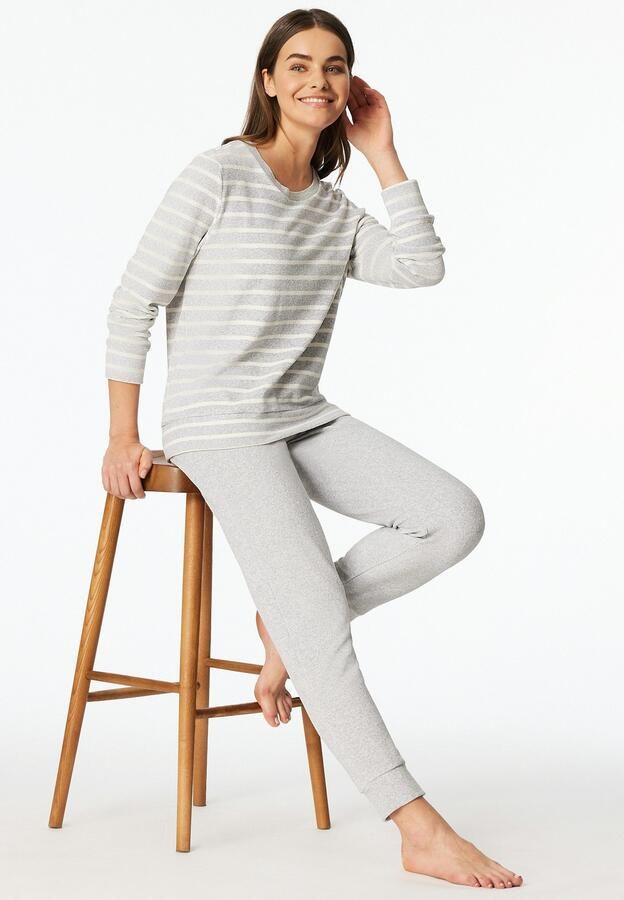 Schiesser Pyjama Casual Essentials verwar de badstof-kwaliteit ronde halslijn lange mouwen (2-delig) - Foto 8