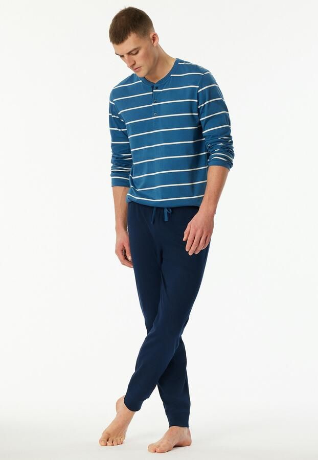 Schiesser Pyjama Casual Nightwear Knoopsluiting bindband lange mouw katoen single jersey (2-delig) - Foto 8
