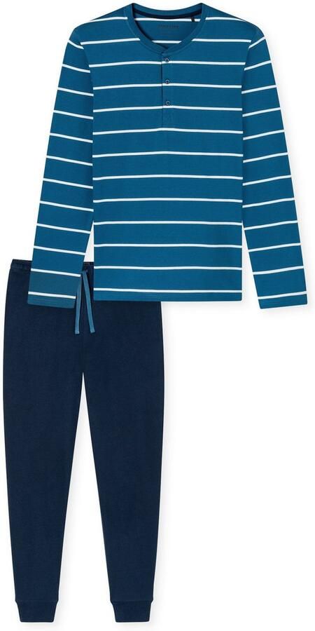 Schiesser Pyjama Casual Nightwear Knoopsluiting bindband lange mouw katoen single jersey (2-delig) - Foto 6