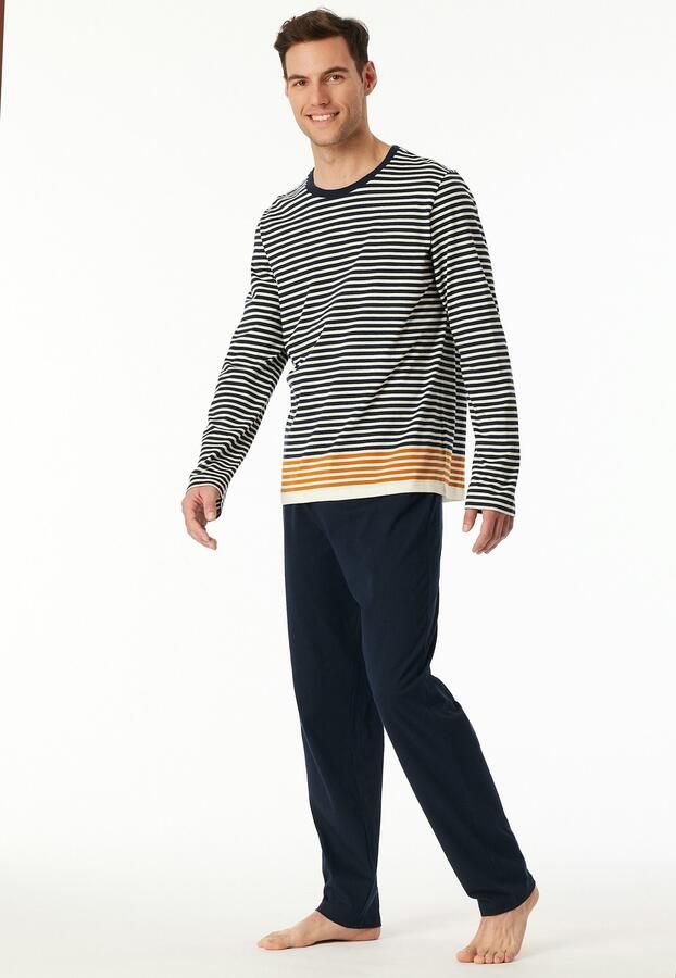 Schiesser Pyjama Casual Nightwear Ronde hals lange mouw gestreept katoen single jersey (2-delig) - Foto 8