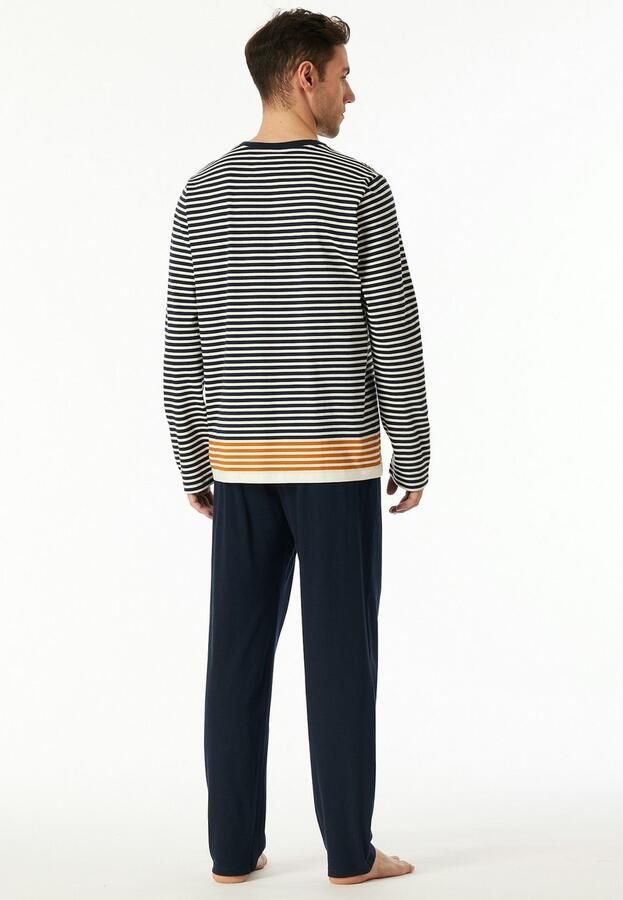 Schiesser Pyjama Casual Nightwear Ronde hals lange mouw gestreept katoen single jersey (2-delig) - Foto 3
