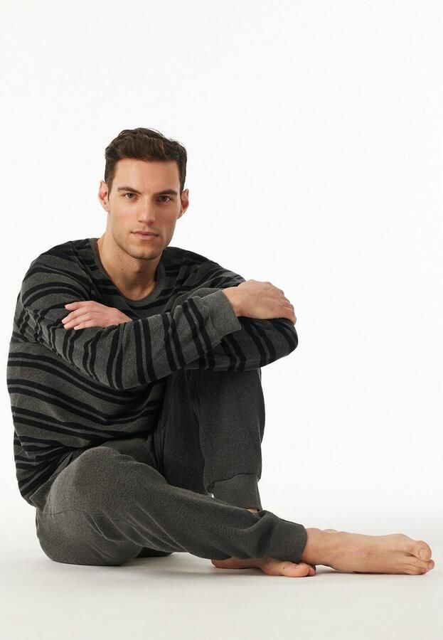 Schiesser Pyjama Casual Nightwear Ronde hals strikband verwar d badstof lange mouw (2-delig) - Foto 2