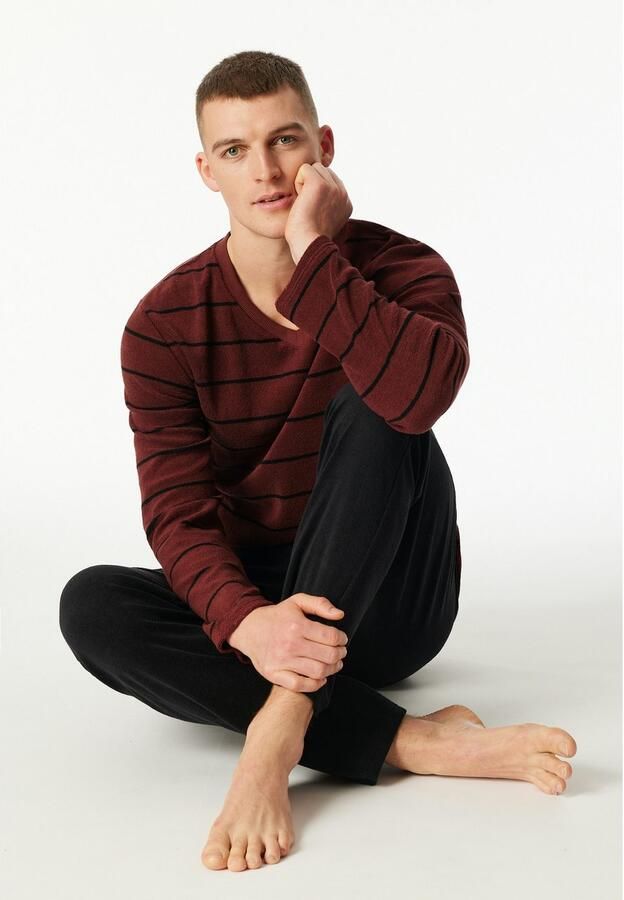 Schiesser Pyjama Casual Nightwear zijzakken verwar d badstof v-hals lange mouw (2-delig) - Foto 3