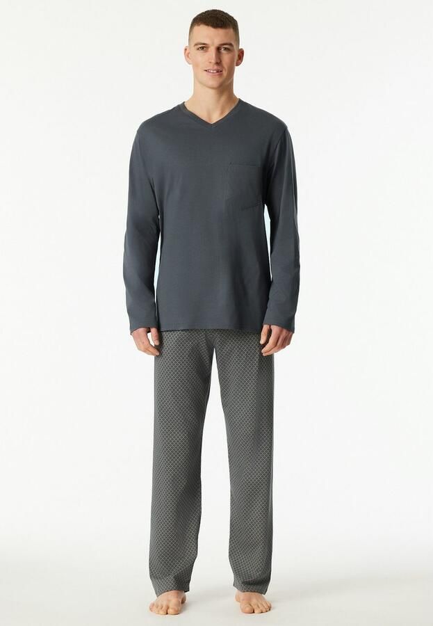 Schiesser Pyjama Comfort Essentials met v-hals en opgestikte borstzak (2-delig) - Foto 2