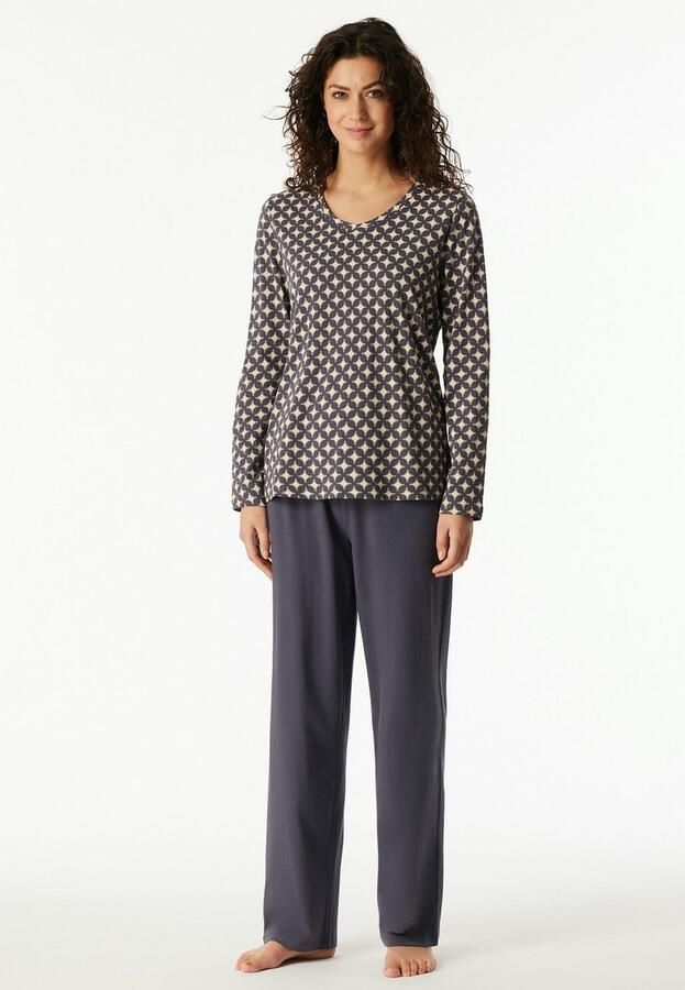 Schiesser Pyjama Comfort Essentials V-hals katoen lange mouwen (2-delig) - Foto 4