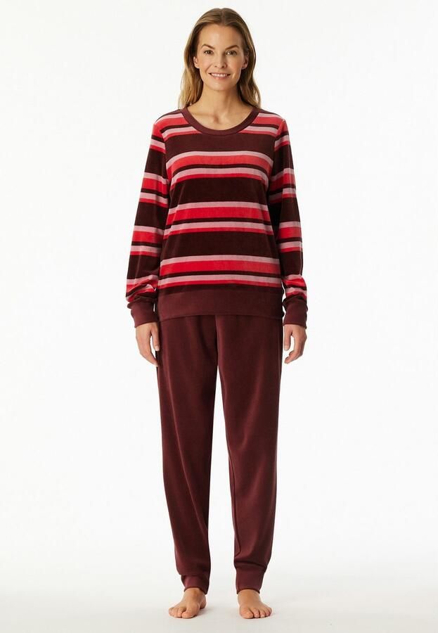 Schiesser Pyjama Comfort Nightwear Katoenmix ronde hals lange mouwen velours kwaliteit - Foto 6
