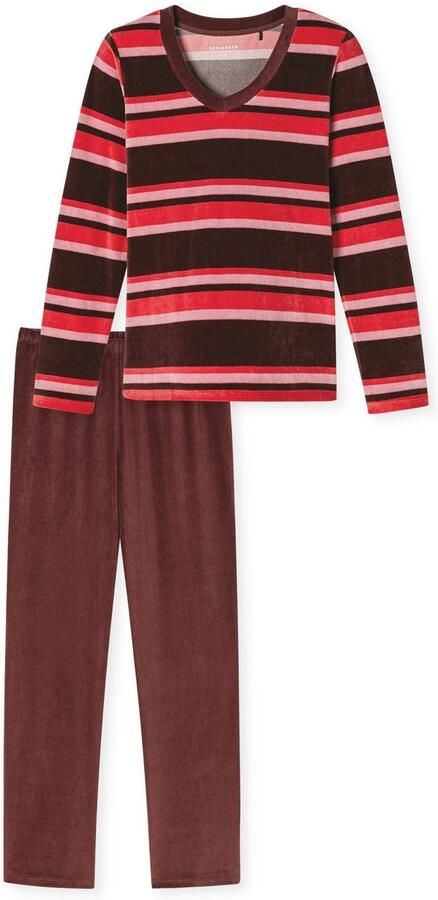 Schiesser Pyjama Comfort Nightwear Katoenmix V-hals lange mouwen velours kwaliteit (2-delig) - Foto 4