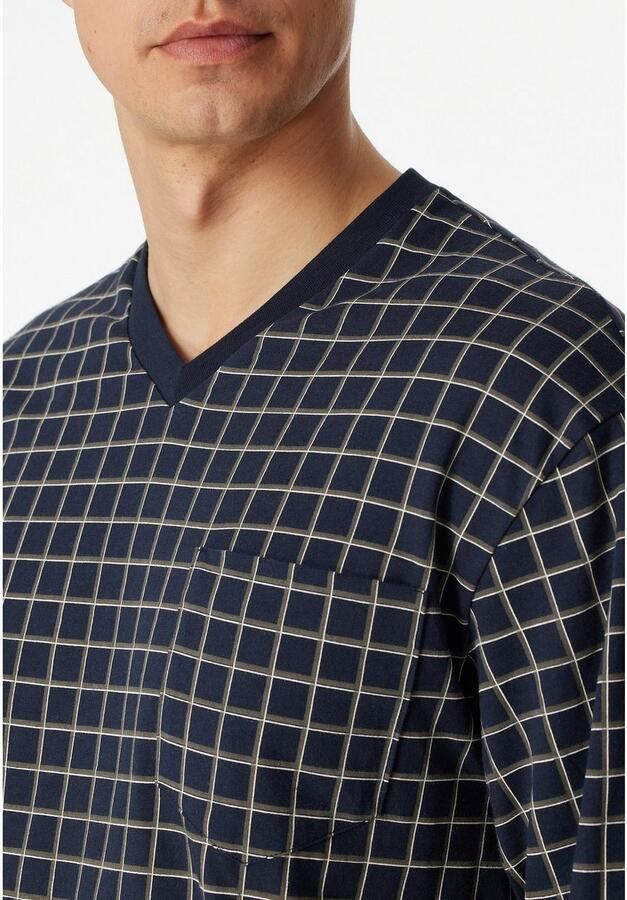 Schiesser Pyjama Dark sapphire met klassiek ruitmotief (2-delig)