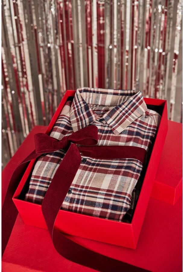 Schiesser Pyjama Familiy geruit knopen aan de voorkant katoen lange mouwen (2-delig) - Foto 9