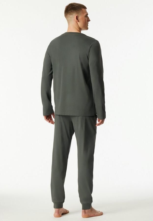 Schiesser Pyjama Modern Nightwear zijzakken borstzak lange mouw katoen single jersey (2-delig) - Foto 4