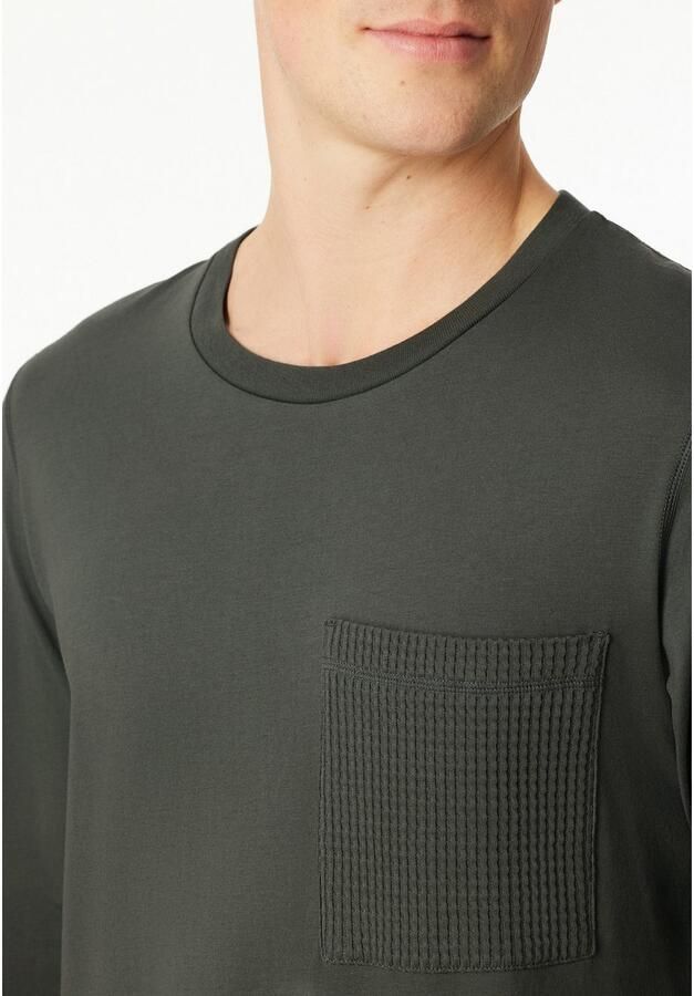 Schiesser Pyjama Modern Nightwear zijzakken borstzak lange mouw katoen single jersey (2-delig)