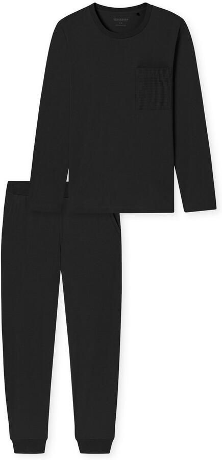 Schiesser Pyjama Modern Nightwear zijzakken borstzak lange mouw katoen single jersey (2-delig) - Foto 7