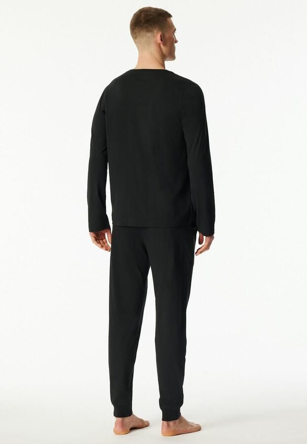 Schiesser Pyjama Modern Nightwear zijzakken borstzak lange mouw katoen single jersey (2-delig) - Foto 4