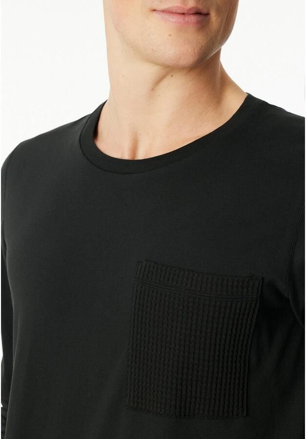 Schiesser Pyjama Modern Nightwear zijzakken borstzak lange mouw katoen single jersey (2-delig) - Foto 3