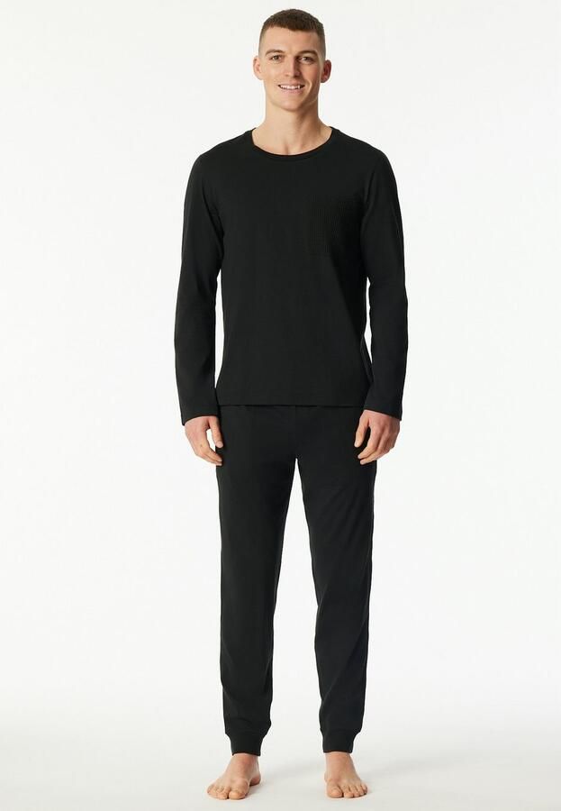 Schiesser Pyjama Modern Nightwear zijzakken borstzak lange mouw katoen single jersey (2-delig) - Foto 5
