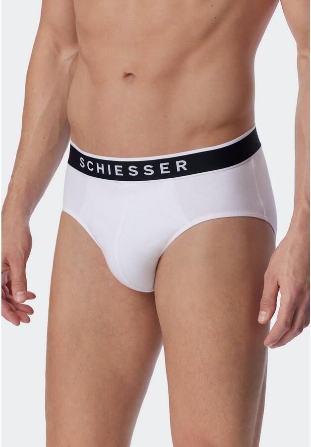 Schiesser Rio-slip 95 5 met sportieve webgummiband met contrasterend -logo (3 stuks)