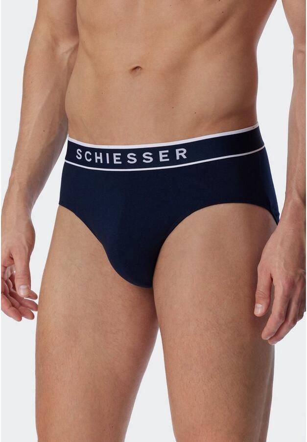 Schiesser Rio-slip 95 5 met sportieve webgummiband met contrasterend -logo (3 stuks)