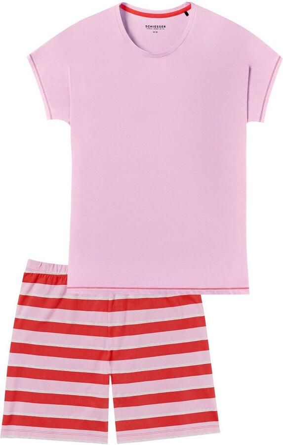 Schiesser Shortama Casual Essentials met effen shirt en gestreepte broek (2-delig) - Foto 5