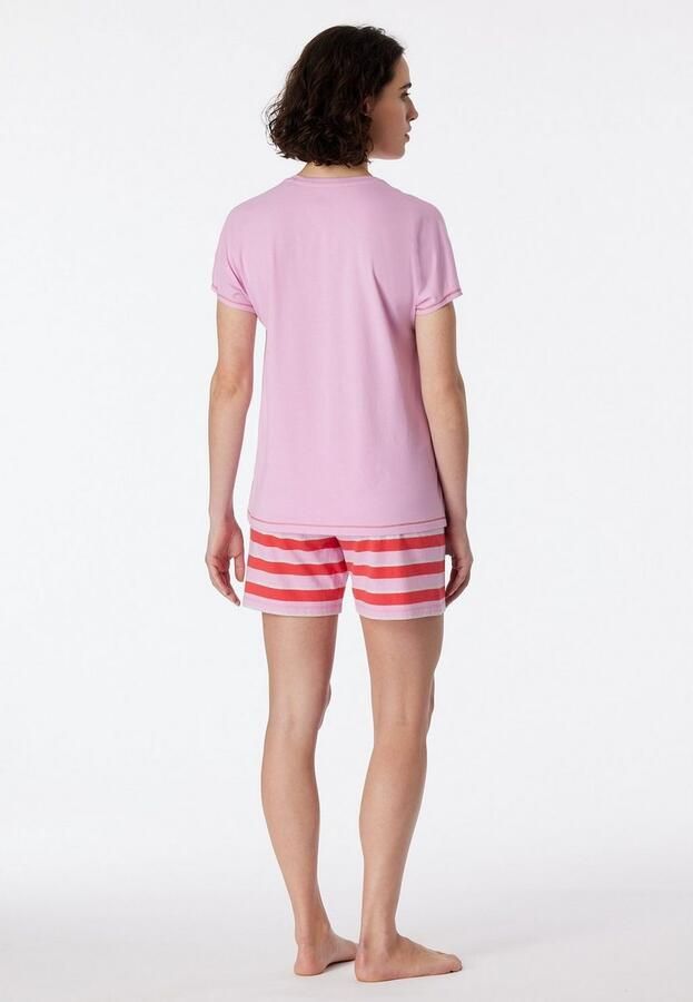 Schiesser Shortama Casual Essentials met effen shirt en gestreepte broek (2-delig) - Foto 3