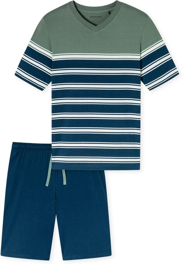 Schiesser Shortama Casual Nightwear Shirt met V-hals en geplaatste strepen (2-delig) - Foto 5