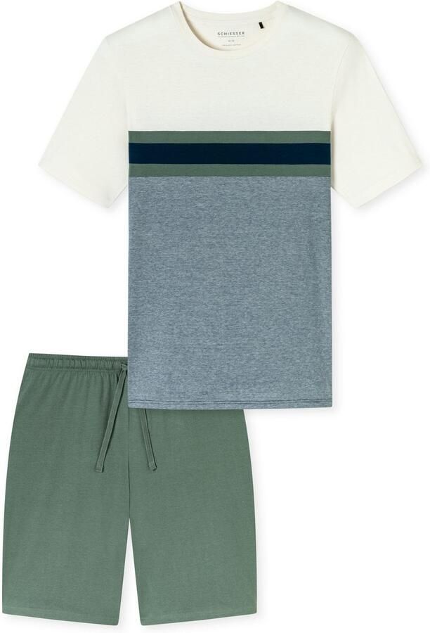 Schiesser Shortama Casual Nightwear Shorts in uni met bindband aan de tailleband (2-delig) - Foto 5