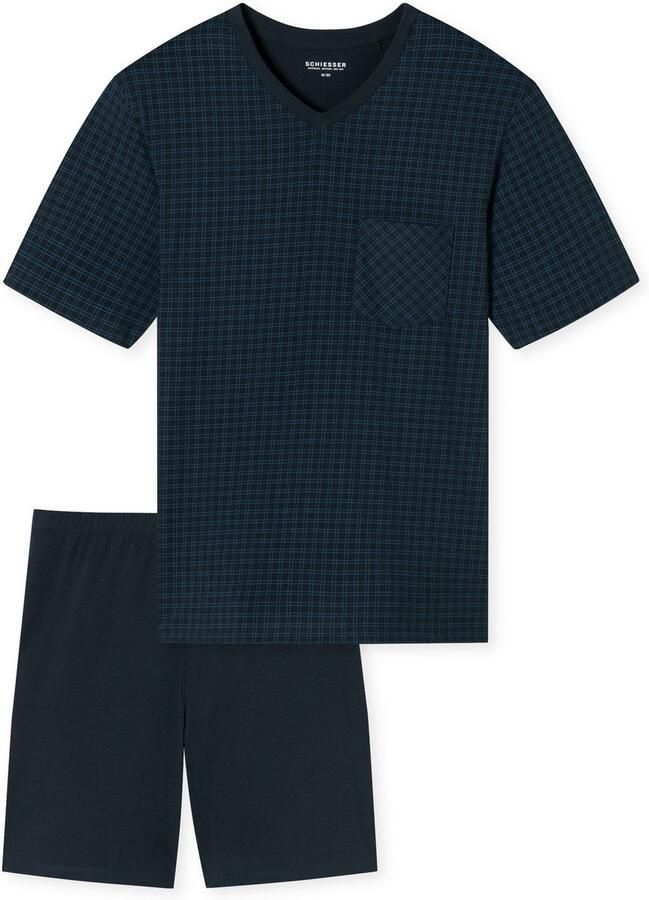 Schiesser Shortama Comfort Essentials Borstzak V-hals korte mouw katoen (2-delig)