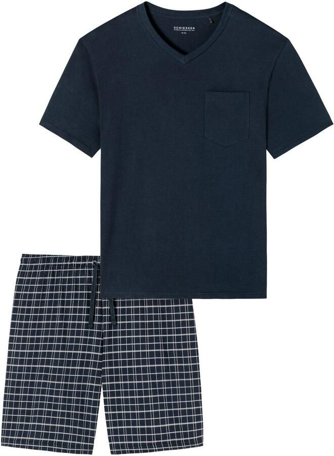 Schiesser Shortama Ebony met opgestikte borstzak (2-delig 1 stuk)