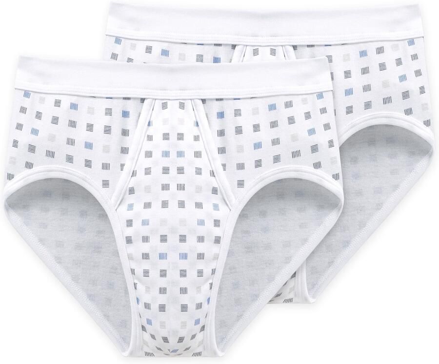 Schiesser Slip Essentials met ingreep fijnrib kwaliteit zachte band geruit katoen (Set van 2) - Foto 4