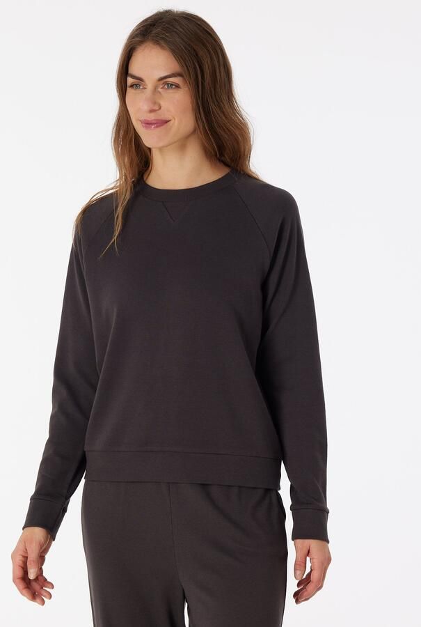 Schiesser Sweatshirt Mix+Relax met ribbelige halslijn met v-vormige inzet aan de voorkant (-) - Foto 5